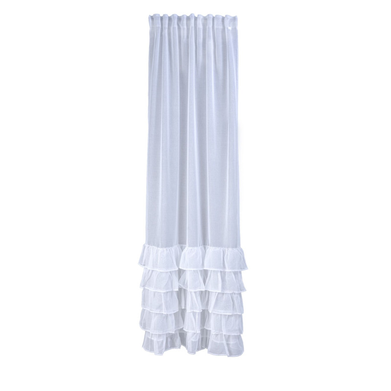 Firana z taśmą z falbanami COZY CHIC 140x270 biały